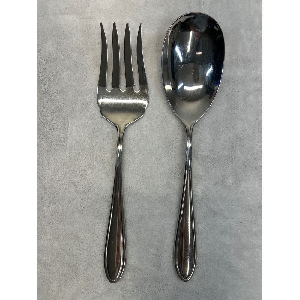 Hampton Silversmiths Serving Set Stainless Meat Fork Spoon Large 13"